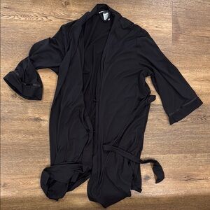 Linea Donatella Black Wrap Robe with Tie Belt